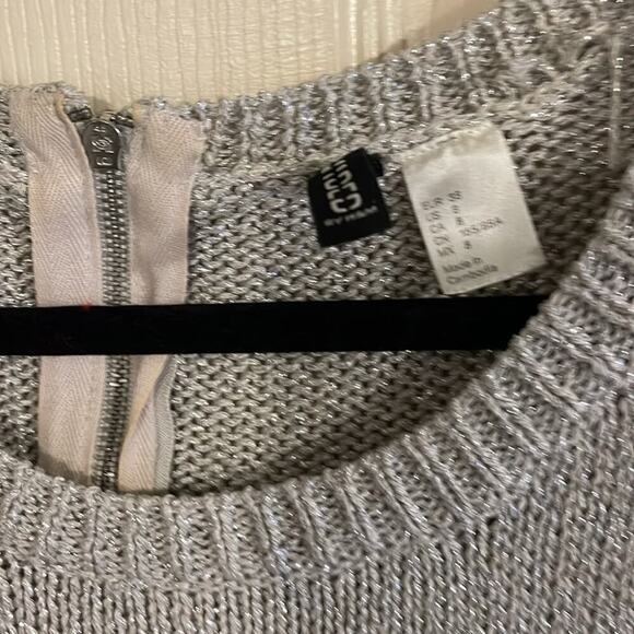 Sweater metallic silver Divided size 8  L/S zip back neck 2 side vent - Picture 2 of 3